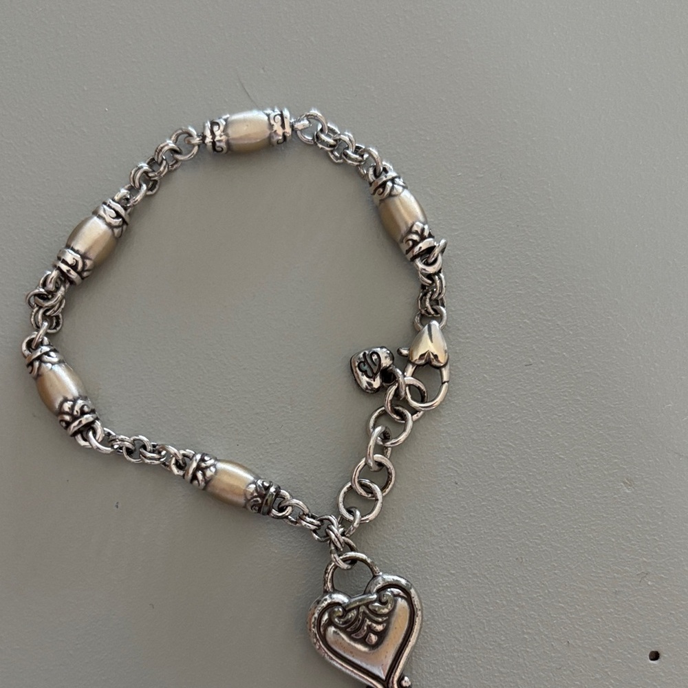 Brighton Silver and Gold Heart Charm Bracelet